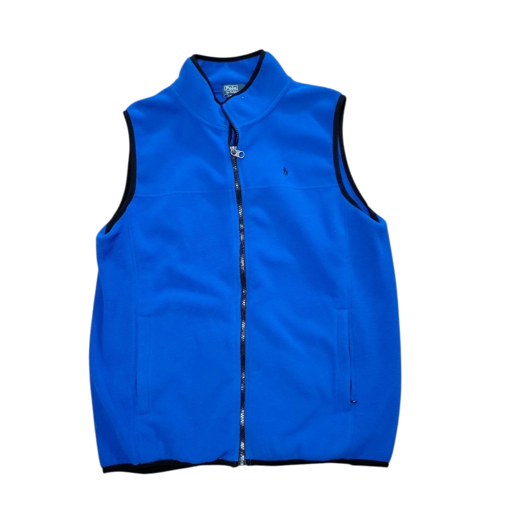 Polo by Ralph Lauren Boys VTG Vibrant Blue Fleece‎ Vest With Pockets Polar 18-20